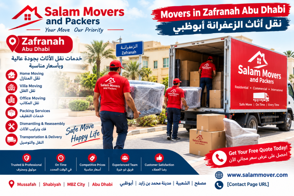 Movers in Zafranah Abu Dhabi | نقل أثاث الزعفرانة أبوظبي