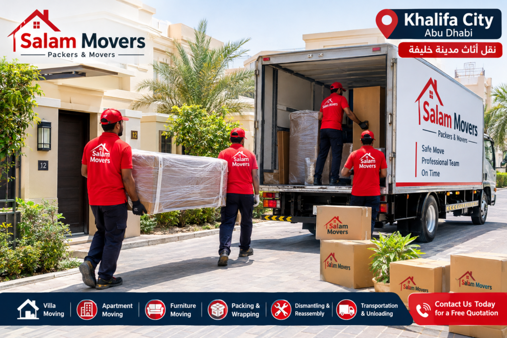 Movers in Khalifa City Abu Dhabi | نقل أثاث مدينة خليفة